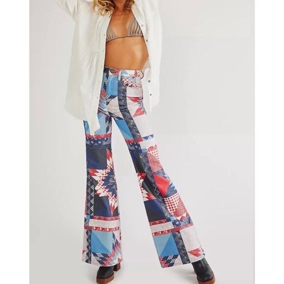NWT Wrangler x Free People Wanderer 622 Patchwork Flare Jeans W27 L30 - Picture 2 of 11
